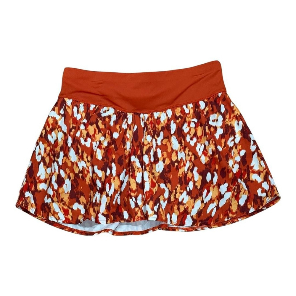 ACX Active Skort Womens Large Orange Abstract Print Athletic Built In Shorts